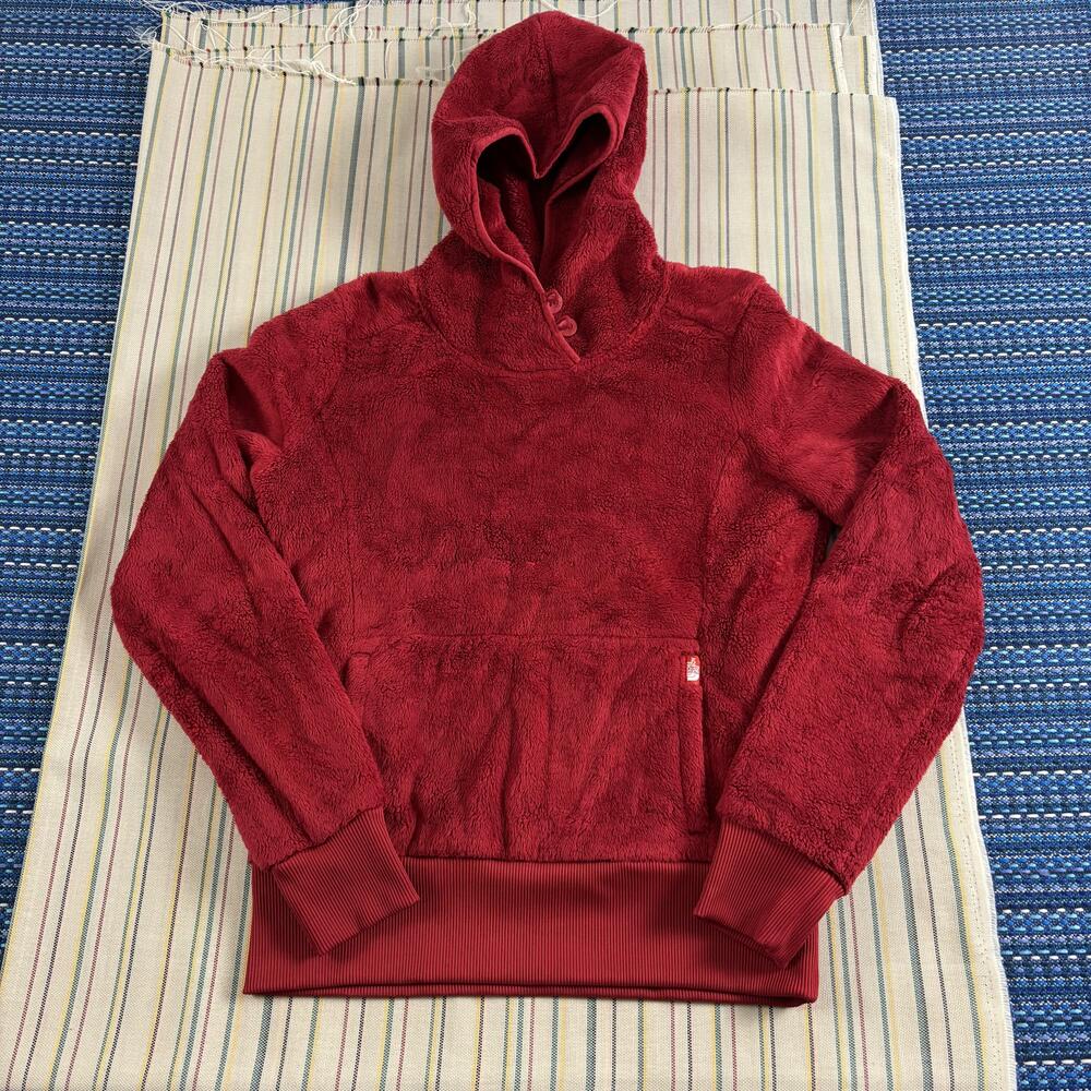 The North Face Hoodie Womens Medium Red Fleece Pullover Kangaroo Pocket Warm EC